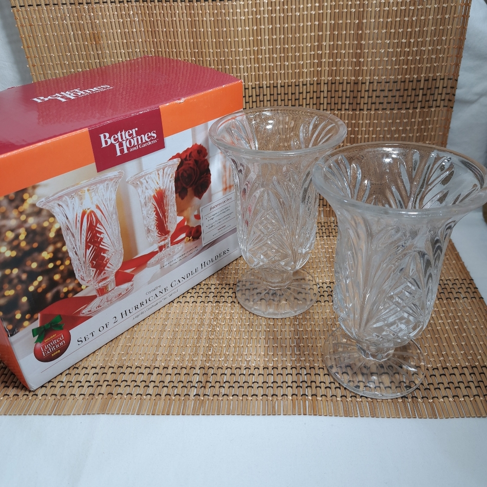 Better Homes and Gardens Crystalline‎ Set of 2 Hurricane Cadle Holders